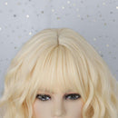 AISI HAIR Short Blonde Wavy Bob Wig with Bangs for Women Girls Natural Looking Pastel Blonde Wigs Curly for Daily Cosplay Halloween AISI HAIR Store