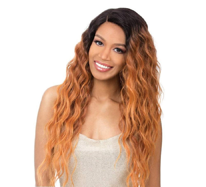 it's a Wig! - V Line Cut and Dressy Long Ripple Wave Ready-To-Go Style with Heat Resistant Synthetic Wig - SUN DANCE (NTT CARAMEL - Natural Two Tone Off Black + Caramel) it's a wig!