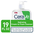 CeraVe Hydrating Cream-to-Foam Cleanser | Makeup Remover and Face Wash With Hyaluronic Acid | Fragrance Free | 19 Ounce CeraVe