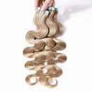 Wavy Tape in Hair Extensions 100g 40cps 100% Human Hair Body Wave 22 inch Dark Blonde Long Soft Remy Hair Skin Weft Seamless Invisible Double Side Tape