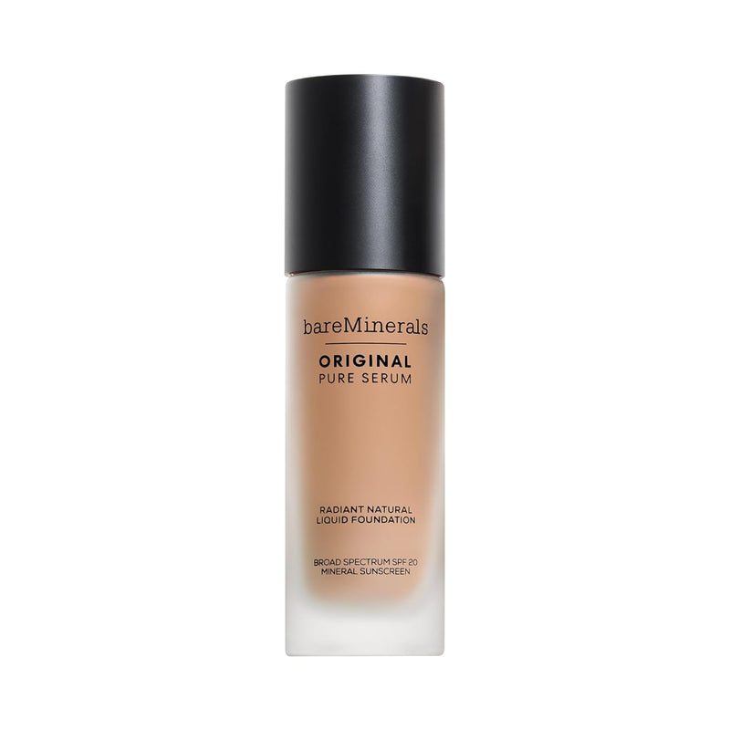 bareMinerals Original Pure Serum Radiant Natural Liquid Foundation Mineral SPF 20, Hydrating Skin Tint, Dewy Finish, Lightweight, Medium Coverage, Non-Comedogenic, Vegan - Infinity Warehouse