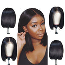ISEE Hair Short Bob Wigs Human Hair Lace Closure Wigs Brazilian Virgin Human Hair Straight Bob Lace Front Wigs For Black Women Pre Plucked with Baby Hair Natural Black (14inch) ISEE