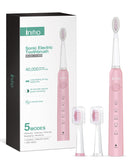 Initio Electric Toothbrush with Smart Timer, 5 Modes, 3 Dupont Bristles, 40,000 VPM Motor, Whitening Power Rechargeable Toothbrush for Adults and Kids (Pink) Initio