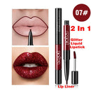 7Pcs Matte to Glitter Liquid Lipstick & Lip Liner 2 IN 1 Set, Double Head Diamond Shimmer Metallic Lipgloss Waterproof Long Lasting Not Stick Cup Lip Gloss Set Makeup Gift Kit evpct 04 evpct