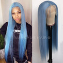 Maycaur Light Blue ace Front Wigs Long Straight Hair 22 Inch Wigs for Fahison Women Synthetic Lace Front Wigs with Natural Hairline Maycaur Store