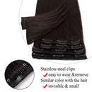 Clip in Remy Hair Extensions Human Hair Dark Brown for Women 18 inch Seamless Clip on Real Hair Skin Weft Clip ins Thin 8pcs Standard Weft Long Straight Hairpieces for Full Head