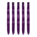 Winsky Purple-red Clip in Colored Hair Extensions 100% Real Human Hair - Straight Highlights Girls Clip on Hairpieces 5 Pieces/Set (18inch, Purple-red） Winsky