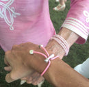 Pulleez Sliding Ponytail Holder, Set of 3 - Silver Nugget Metal Charms - Dk Brown/ Pink/ Dk Blue Elastic Hair Tie Bracelets Pulleez