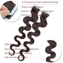 20 PCS Rooted Tape In Hair Extensions Real Human Hair Invisible Seamless Skin Weft Body Wave Highlight Double Side Tape Remy Human Hair Extensions Wavy For Women (18'',50g/20pcs,