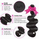 9A Body Wave Human Hair Bundles 100% Virgin Brazilian Hair 3 Bundles (12 14 16 Inches) Weave Hair Human Body Wave Bundles Unprocessed Remy Weave Hair Bundles (12 14 16) serwell