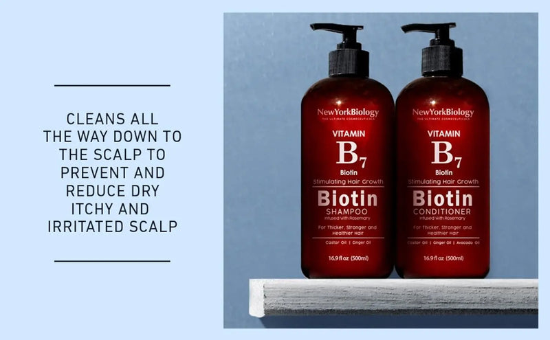 New York Biology Biotin Shampoo and Conditioner Set for Hair Growth and Thinning Hair - Thickening Formula for Hair Loss Treatment - For Men & Women - Anti Dandruff - 16.9 Fl Oz Infinity Warehouse
