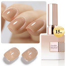 Double Rhythm Translucent Gel Polish Sheer Neutral Natural Light Milky Same Color Same Bottle 15ML Jelly UV Polish Nail Art DIY at Home (Jelly Nude Brown-A1492) Infinity Warehouse