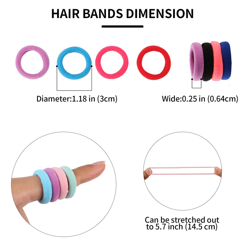 SYGY 200PCS Baby Hair Ties for Girls, Cotton Toddler Hair Ties, Small Hair Ties Seamless Hair Bands, Elastic Cute Hair Accessories, Multicolor Ponytail Holder for Infants Kids SYGY