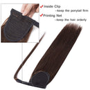 Remy Human Hair Ponytail Extension Clip in Ponytail Hair Extensions Wrap Around Pony Tails Hairpiece Long Straight Comb Binding One Piece for Women Girl 20 inch Medium Brown