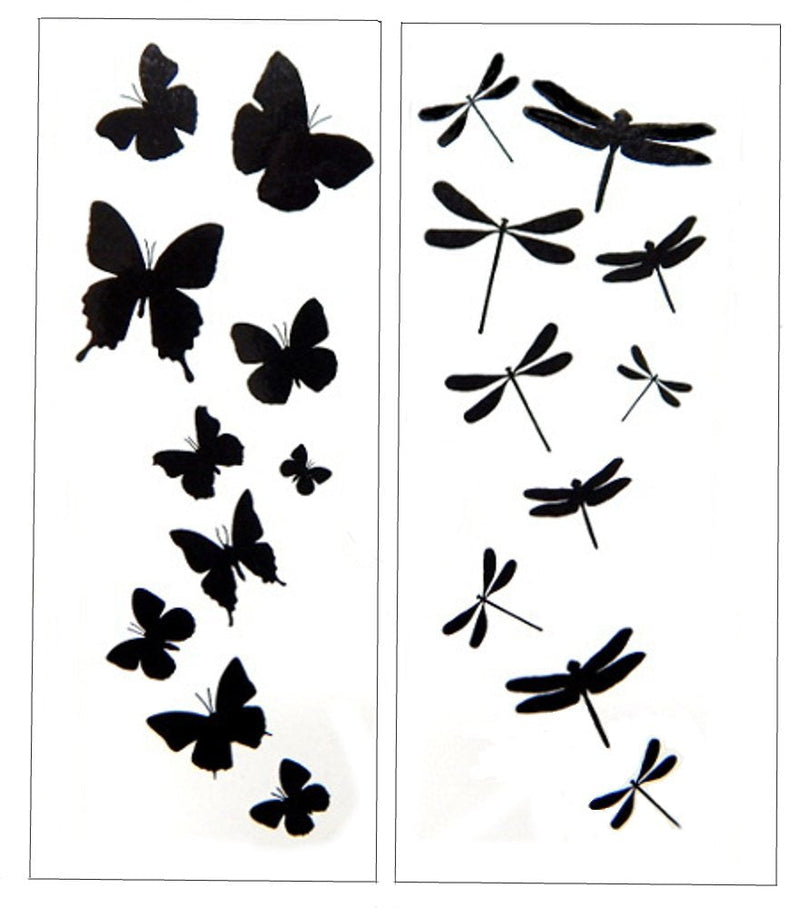 Premium Dragonfly & Butterfly Black Silhouette Tattoo Tattoos PremiumTT temporary tattoos