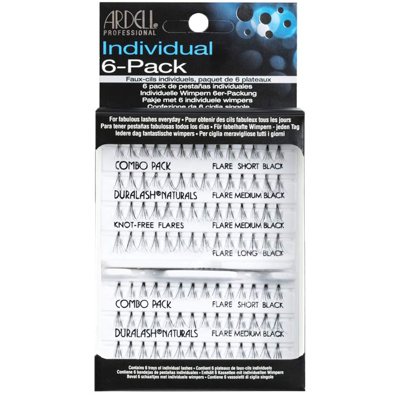 Ardell 6 Pack Knot-Free Flares Individuals Combo Black Ardell