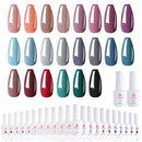 Makartt Gel Nail Polish Set - 22 Colors Nail Gel Fall Gel Polish Soak Off Nail Gel Polish LED Required UV Gel Brown Purple Red Blue Green Gray Gel Nail Kit with 8ML Base Coat Top Coat Soak Off Gel Makartt