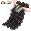 QTHAIR 12A Grade Brazilian Loose Deep Wave Human Hair Bundles(10" 12" 14",300g,Natural Black) 100% Unprocessed Brazilian Virgin Hair for Black Women QTHAIR Store