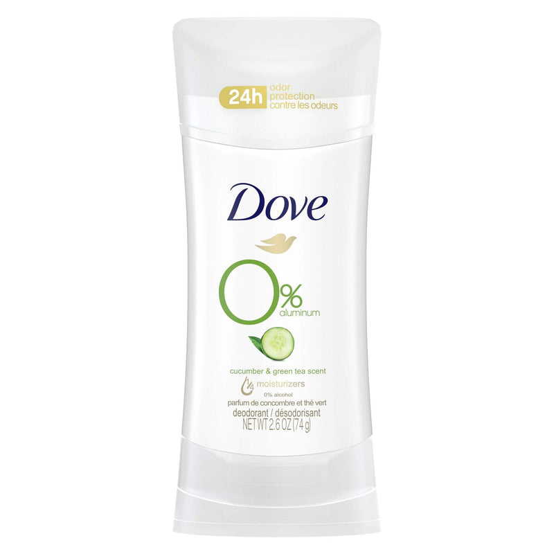 Dove 0% Aluminum Deodorant Stick Non irritating for Underarm Care Cucumber and Green Tea, 2.6 Oz Dove