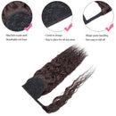 Curly Ponytail Extensions Corn Wave Pony Tails Wavy Ponytails Hair Piece With Magic Paste Fluffy Brazilian Virgin Black Ponytail Hair Clip In Pony Hair For Black Women 20"