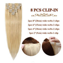 Benehair Clip in Remy Hair Extensions Human Hair Rooted Hairpiece for Women 8 inch Short Seamless Clip on Real Hair Skin Weft Thin 8pcs Weft Straight Full Head Natural Bleach Blonde