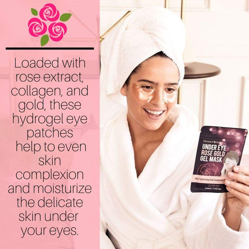 Masqueology - Under Eye Wild Rose Gold Hydro-Gel Mask | Collagen Under Eye Skincare Treatment (1 Pack) Masqueology