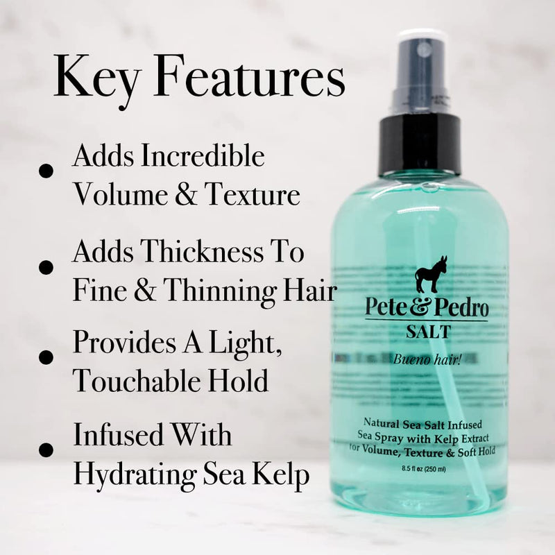 Pete & Pedro SALT - Natural Sea Salt Spray for Hair Men & Women, Adds Instant Volume, Texture, Thickness, & Light Hold | Texturizing & Thickening | As Seen on Shark Tank, 2.0 oz. Infinity Warehouse