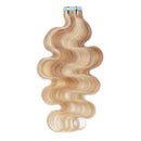 14 Inch Tape in Hair Extensions Wavy Remy Human Hair 40pcs 80g Highlight