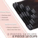 Hairro Clip in Hair Extensions Human Hair Thin Ombre Natural Black to Medium Brown 18 Inch Long Straight Human Hair Clip on Hairpieces 70g Machine Weft 8pcs 18 Clips for Women