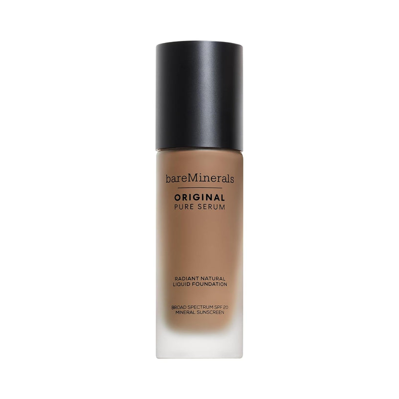 bareMinerals Original Pure Serum Radiant Natural Liquid Foundation Mineral SPF 20, Hydrating Skin Tint, Dewy Finish, Lightweight, Medium Coverage, Non-Comedogenic, Vegan - Infinity Warehouse