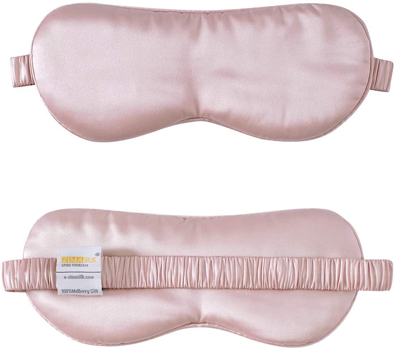 ZIMASILK 100% 22 Momme Pure Mulberry Silk Sleep Mask,Filled with 100% Mulberry Silk，Silk Wrapping Strap- Super Soft & Comfortable Sleep Eye Mask for Sleeping (Pink) ZIMASILK Store