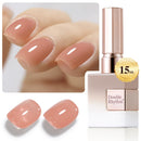 Double Rhythm Translucent Gel Polish Sheer Neutral Natural Light Milky Same Color Same Bottle 15ML Jelly UV Polish Nail Art DIY at Home (Jelly Nude Brown-A1492) Infinity Warehouse
