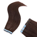 40 Pieces Rooted Tape in Hair Extensions Medium Brown 12inch Tape on 100% Remy Human Hair Long Straight Seamless Skin Weft Invisible Double Sided for Women 12inch=80g