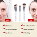 DUcare Makeup Kabuki Brushes 3Pcs Foundation Brush& Concealer Brush& Blusher Brush Face Blush Bronzer Travel Buffing Stippling Contour Liquid Blending Makeup brush set White DUcare Store