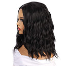 Stamped Glorious 14 Inch Black Wavy Bob Wig for Women Synthetic Middle Part Short Bob Wavy Curly Wig Shoulder Length for Daily Party Use Stamped Glorious