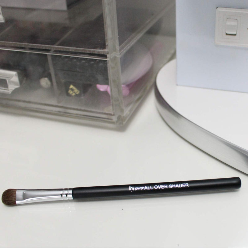 Professional Shader Eyeshadow Brush - Beauty Junkees pro All Over Short Flat Shader Eye Makeup Brush with Dense Rounded Natural Hair Bristles to Pack Eye Shadow Powder on Eyelid; Premium Quality Beauty Junkees