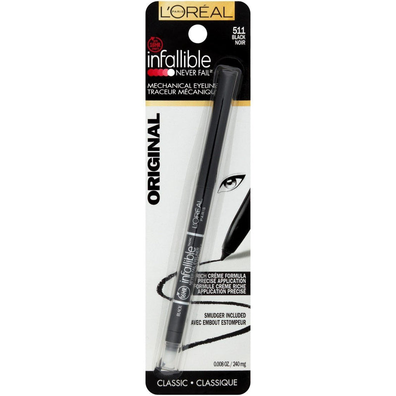 L'Oreal Paris Makeup Infallible Never Fail Original Mechanical Pencil Eyeliner with Built in Sharpener, Black, 1 Count L'Oreal Paris