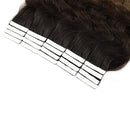 Hairro Tape in Human Hair Extensions 20 Inch Long Wavy 100g 40pcs/pack Ombre Dark Brown to Light Brown Body Wave Thin Silky Seamless Skin Weft Glue in 2 Tones Human Hairpieces Hairro
