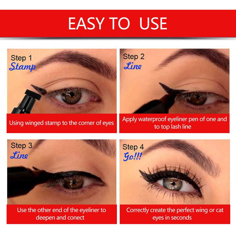 4 Color Winged Eyeliner Stamps Set,evpct Wing Waterproof Eyeliner Stamp Tool Wingliner,Black Red Pink Green Matte Liquid Eyeliner Colorful Set Colored Cat Eye Stamp Eyeliner Liners Pencil Pen Kit evpct