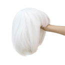 SWACC 10 Inch Short Straight Bob Wig with Bangs Synthetic Colorful Cosplay Daily Party Flapper Wig for Women and Kids with Wig Cap (White) SWACC