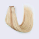 Sassina Halo Hair Extensions Remy Human Hair with Miracle Wire One Piece Fish Line Hair Highlighted Color Ash Blonde Mixed to Bleach Blonde P18-613