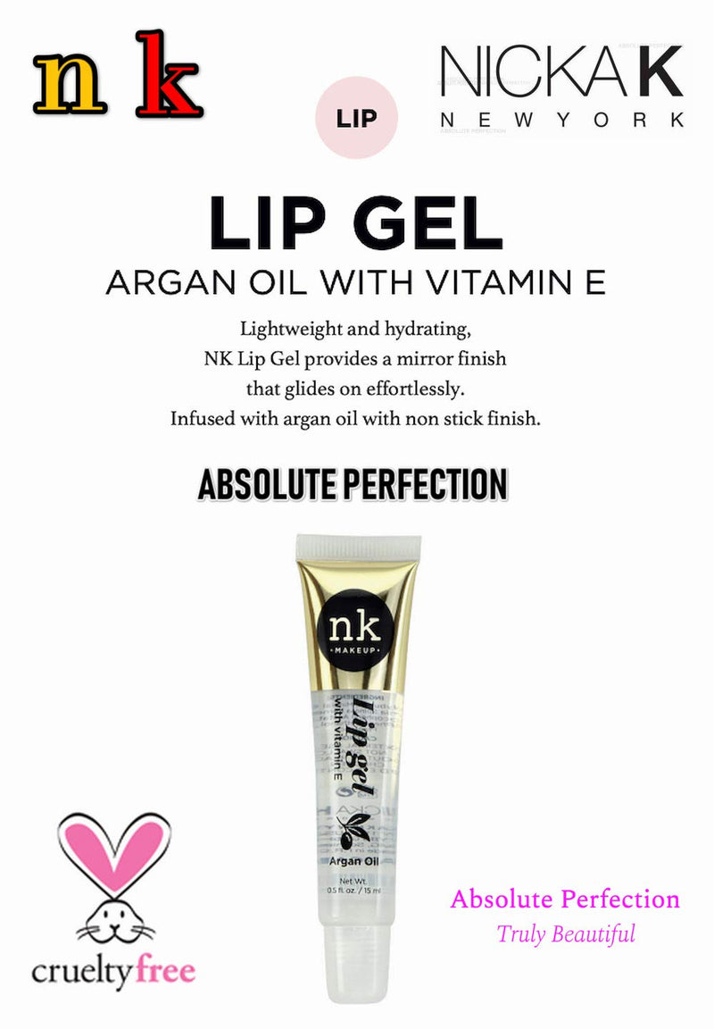 VARIETY SET OF 5 NK Hydrating Lip Gel - Vitamin E (Clear, Rosehip Oil, Bubble Gum, Cherry, Strawberry) NICKA K NEW YORK