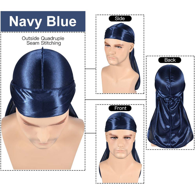 3+2 Silky Durag & Wave Cap Sets, Satin Doo Rags Compression Cap Pack for Men, J ROYBENS