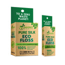 Biodegradable Mint Dental Tooth Lace Floss With Refillable & Reusable Glass Holder - 100% Organic Natural and Compostable Teeth Silk Spool Waxed With Candelilla Wax & Eco-Friendly Zero Waste Packaging BAMBOEARTH