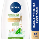 NIVEA Basil and White Tea Body Wash with Nourishing Serum Bottle, 20 Fl Oz NIVEA