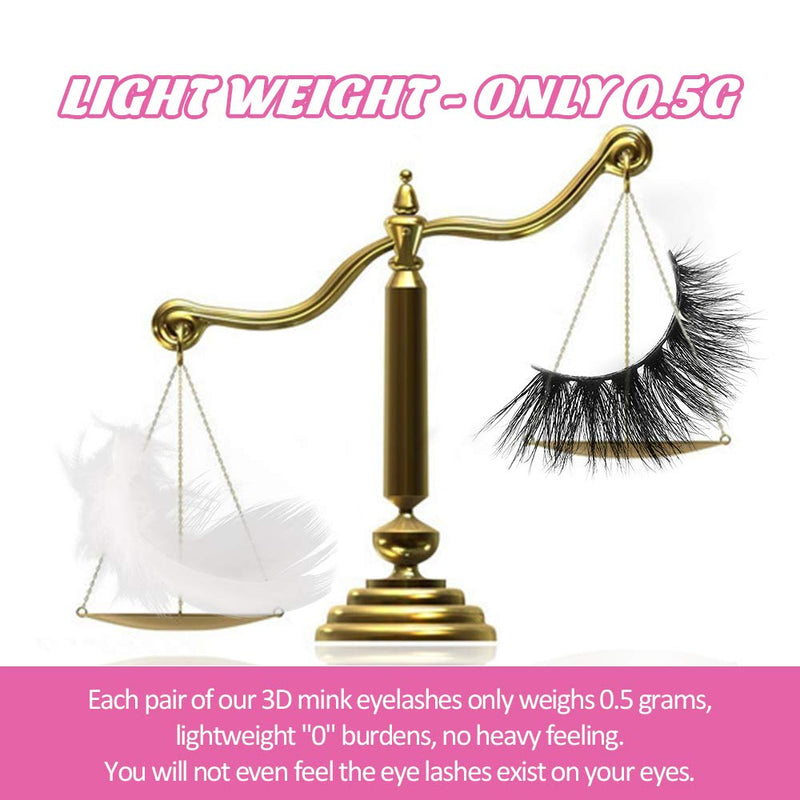 Real 3D Mink Lashes High Volume False Eyelashes Mink Strip 16mm Bushy Hand Made Strip Natural Fluffy Reusable Make Up Eyelashes For Women with Tweezers SWINGINGHAIR 1 pair SWINGINGHAIR Store