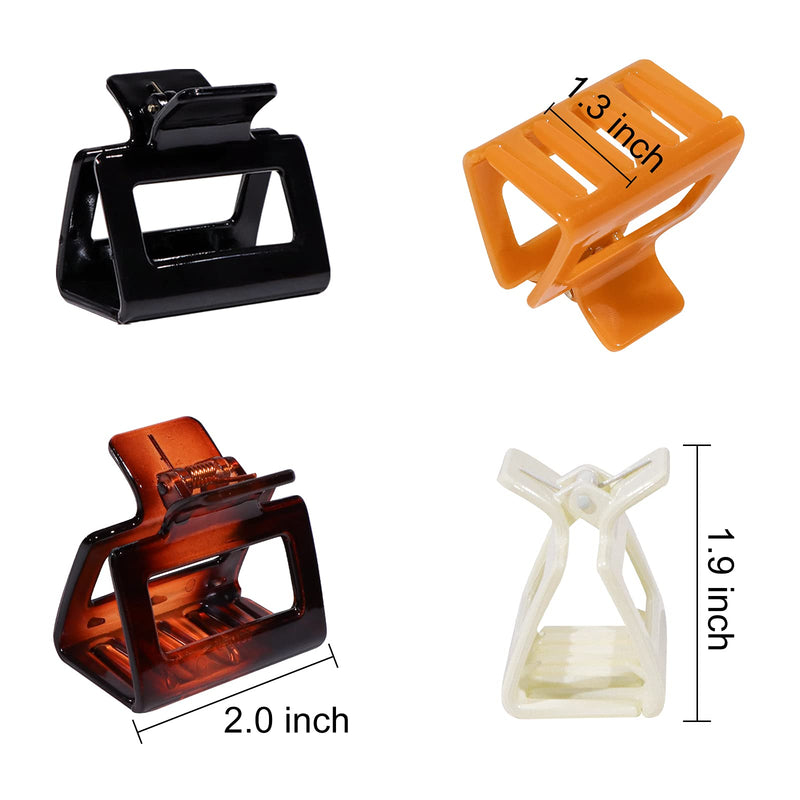 MagicSky 4PCS Hair Claw Clips, Acrylic Hair Banana Barrettes, Celluloid French Butterfly Jaw Clips, Tortoise Shell Grip Pin Teeth Clamp -Stylish Hair Accessories for Women Girls - White, Black, Brown Magicsky