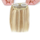 Invisible Clip in Mini Hair Extensions Human Hair Seamless Hairpin Hair Pad Short Straight Hairpieces One Piece Wiglet Hair Filler for Adding Hair Volume 4 Inch Ash Blonde mix Bleach Blonde MY-LADY
