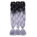 24 Inch Jumbo Braids Hair Extensions Ombre High Temperature Synthetic Hair African Rainbow Box Braiding Hair for Senegal Twist 100g/pack 2 Tones Black/Grey 5 Packs Hairro Store