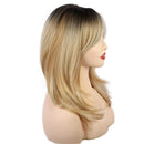 FORCUTEU Ombre Synthetic Wigs With Bangs For Women Blonde Long Wavye Wig Black To Blonde High Density Wigs Mixed Blonde Brown Natural Heat Resistant Fiber Wigs FORCUTEU